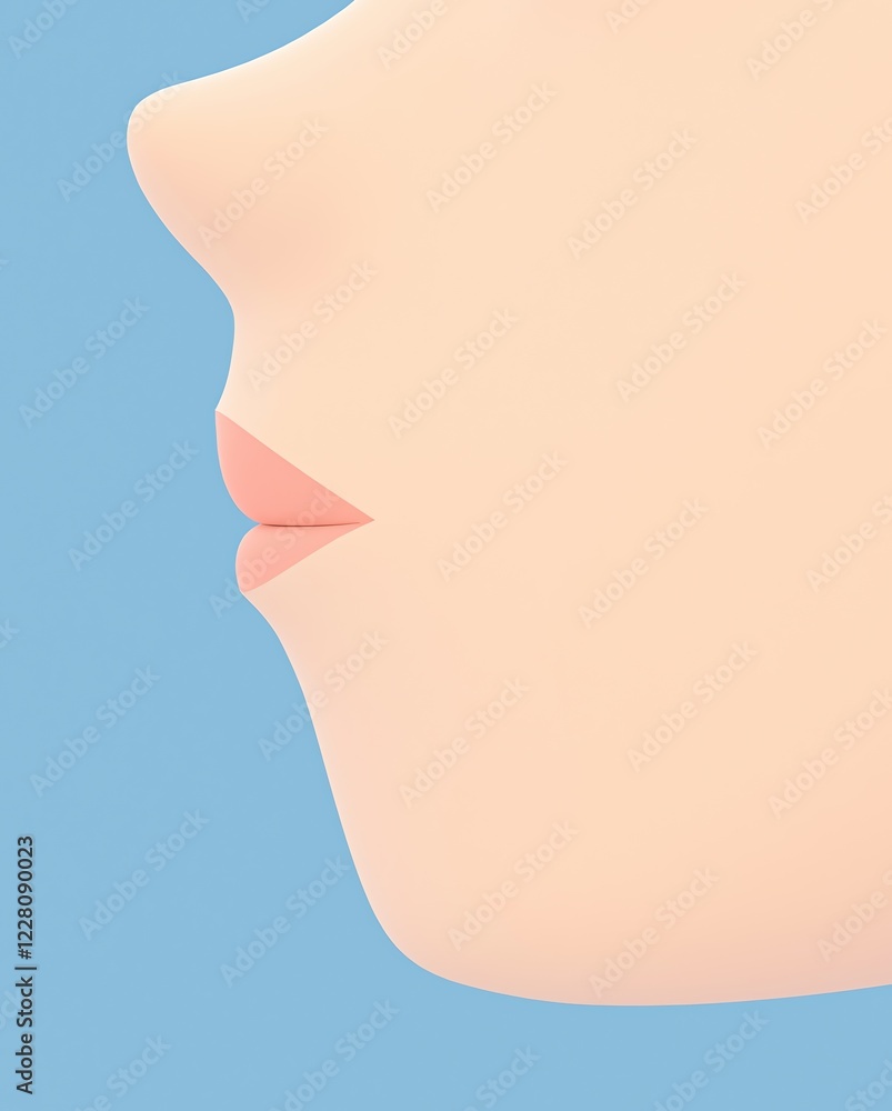 simple, minimalist female face from nose down to chin with small features; 3d render style simple, minimalist female face from nose down to chin with small features; 3d render style