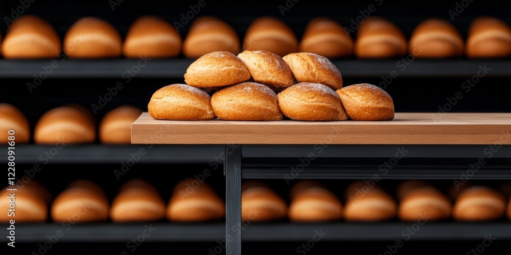 Modern Bakery Aesthetic Handcrafted Bread Display on Wooden Shelf - Artisan Culinary Content for Dynamic Food Marketing and Bakery Merchandising Modern Bakery Aesthetic Handcrafted Bread Display on Wooden Shelf - Artisan Culinary Content for Dynamic Food Marketing and Bakery Merchandising