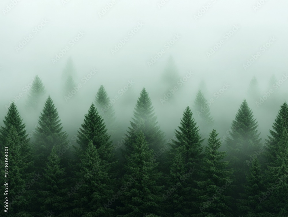 Serene Foggy Forestscape Tall Pine Trees in Misty Atmosphere - Contemporary Eco Aesthetic for Wellness Spaces and Nature-Inspired Digital Content Serene Foggy Forestscape Tall Pine Trees in Misty Atmosphere - Contemporary Eco Aesthetic for Wellness Spaces and Nature-Inspired Digital Content