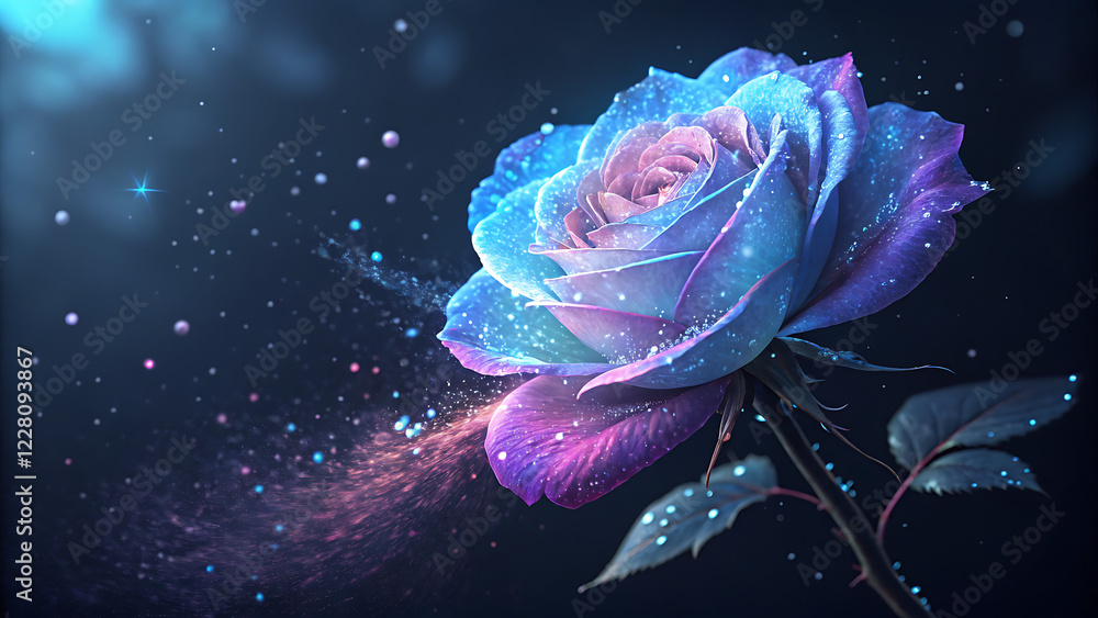 Obraz premium blue rose with water drops