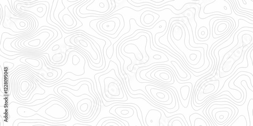 Topographic map background geographic line map with seamless ornament design. The black on white contours vector topography stylized height of the lines map.