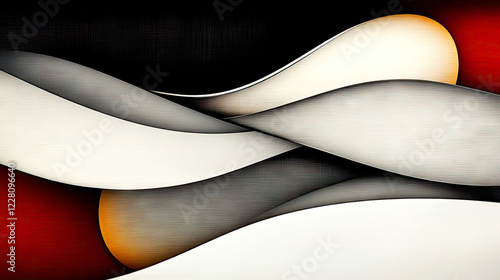 Wallpaper Mural Elegant abstract background with smooth, flowing black and white curves with warm accents on a dark gradient Torontodigital.ca