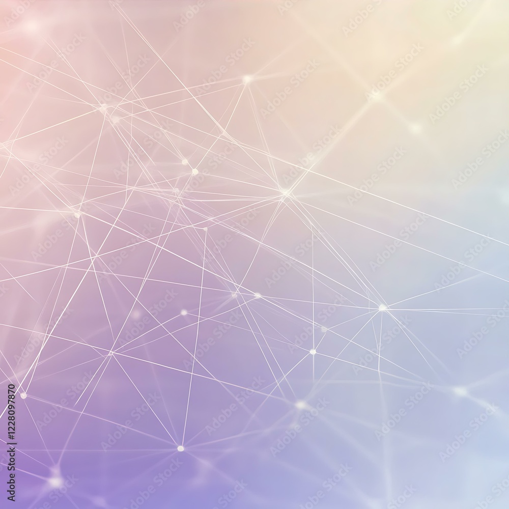 Abstract Network of Interconnected Lines and Points on Soft Light Gradient Background Abstract Network of Interconnected Lines and Points on Soft Light Gradient Background