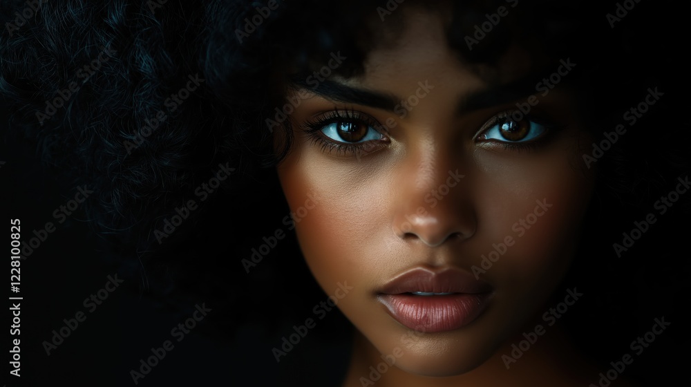 Striking portrait of black woman with deep brown eyes and rich dark tones Striking portrait of black woman with deep brown eyes and rich dark tones