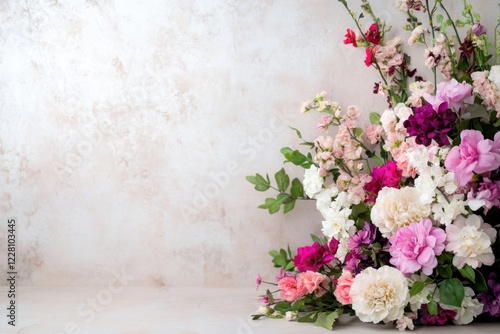 A beautiful display of colorful flowers creates an elegant atmosphere in a bright space