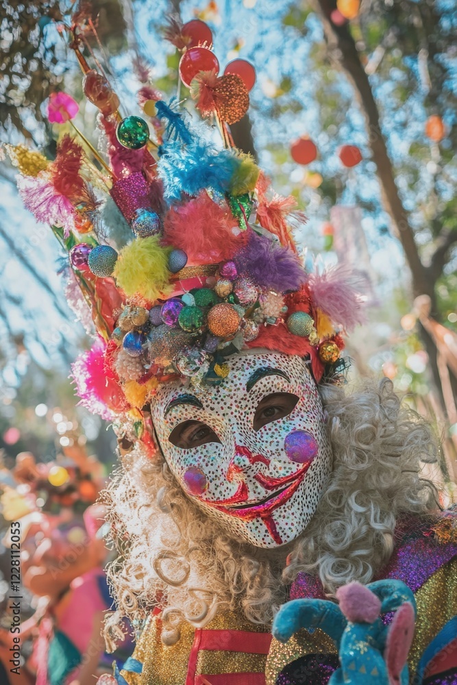 Obraz premium Vibrant clown mascot at festival