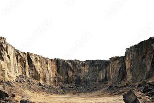 Rocky canyon with jagged cliffs isolated on transparent background