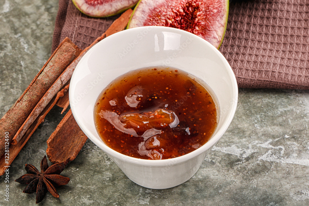Sweet fig jam in the bowl Sweet fig jam in the bowl