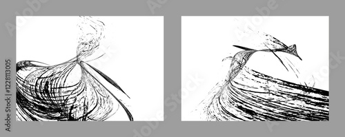 Strokes of black paint on a white background. Set of two templates. Graffiti element. Design template for the design of banners, posters, booklets, covers. EPS