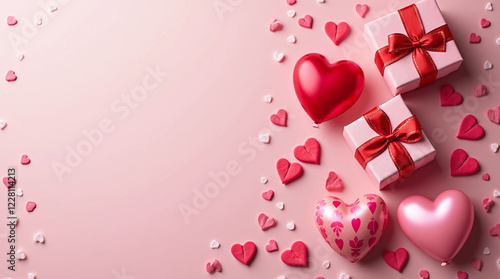 Valentine's Day Gift Scene with Heart Balloons