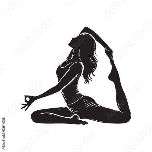 Graceful Woman in a Yoga Pose Silhouette