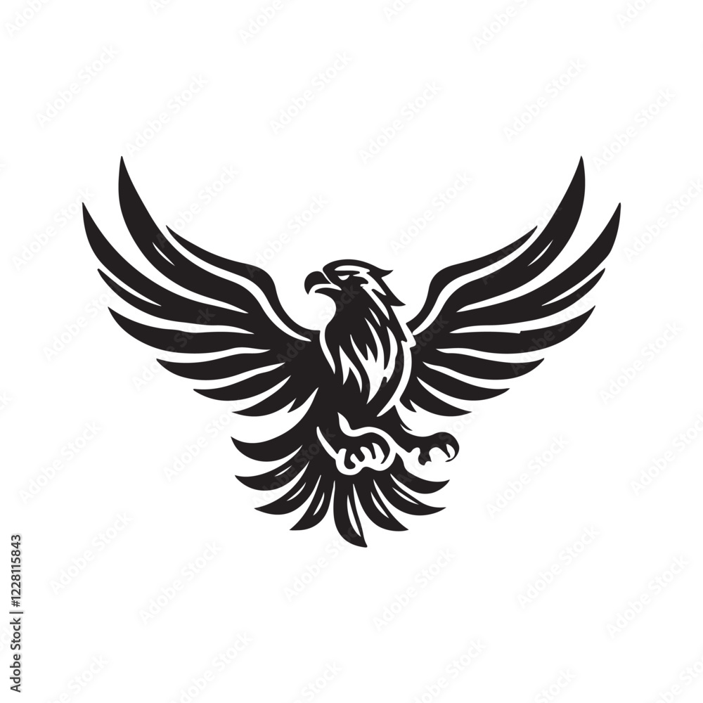 Powerful Black and White Eagle Silhouette Design Powerful Black and White Eagle Silhouette Design