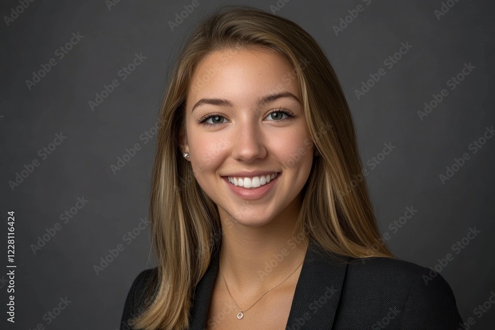 Portrait of a Smiling Young Woman in a Black Blazer Portrait of a Smiling Young Woman in a Black Blazer