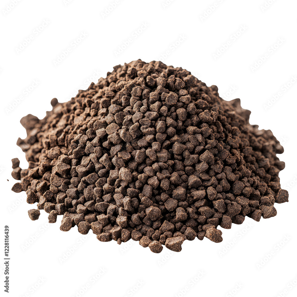 Pile of granular brown soil isolated on a transparent background for use Pile of granular brown soil isolated on a transparent background for use