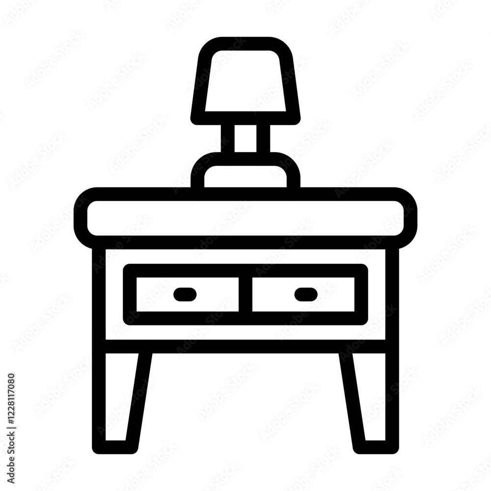 Nightstand Vector Line Icon Design Nightstand Vector Line Icon Design