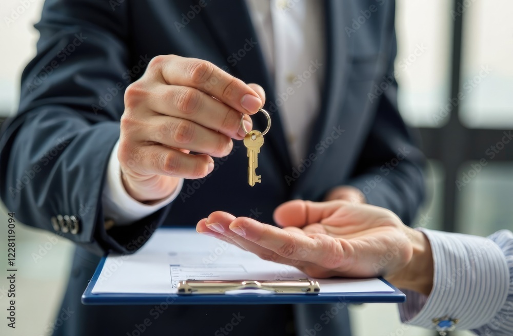 custom made wallpaper toronto digitalClose-up of hands. A man in a business suit and with a folder of documents hands over the key to a new house to the buyer.