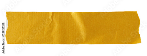 Tableau sur toile Adhesive tape line, yellow duct repair isolated on white background, with clippi