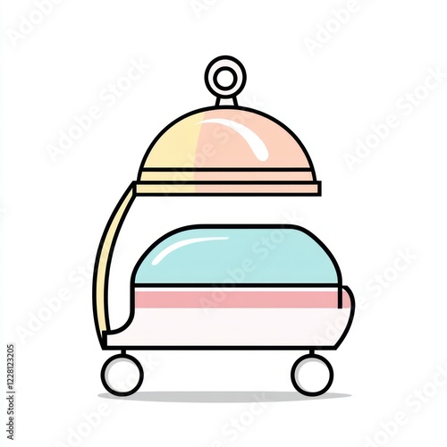 Food delivery service, pastel cart, cloche, white background, website icon photo