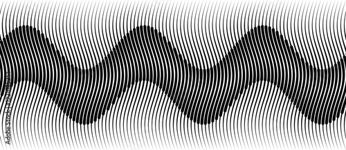 Abstract art geometric background with lines. Optical illusion with waves and transition.