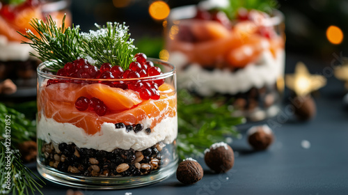 Wallpaper Mural Russian Salad on a New Year’s Table with Snowflake Background Torontodigital.ca