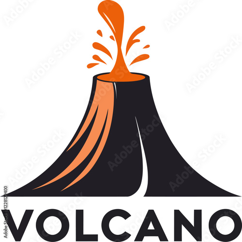 eruption of a volcano, vector logo illustration