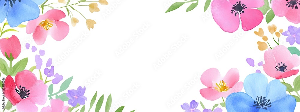 Assortment of Floral Frames: A collection of adorable retro flowers in watercolor Assortment of Floral Frames: A collection of adorable retro flowers in watercolor