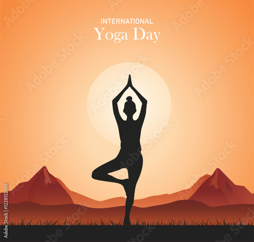 International yoga day a girl doing yoga illustration 