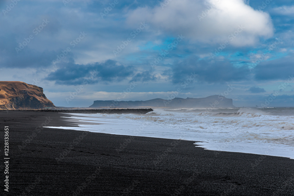 Vikurfjara Black Sand Beach near Vik on the island of Iceland