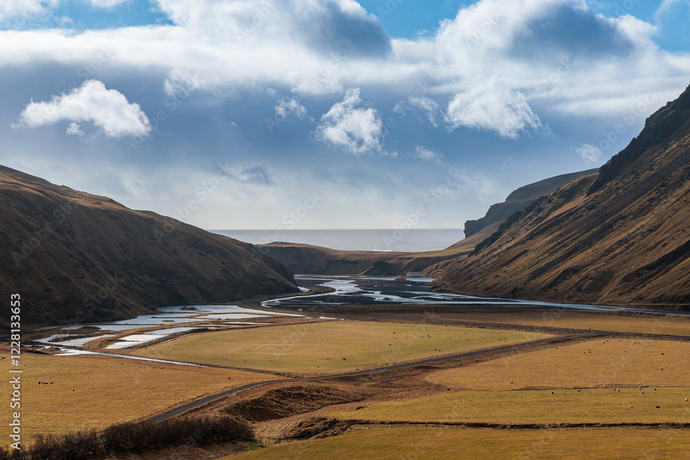 Fascinating autumn Katla Geopark on the island of Iceland