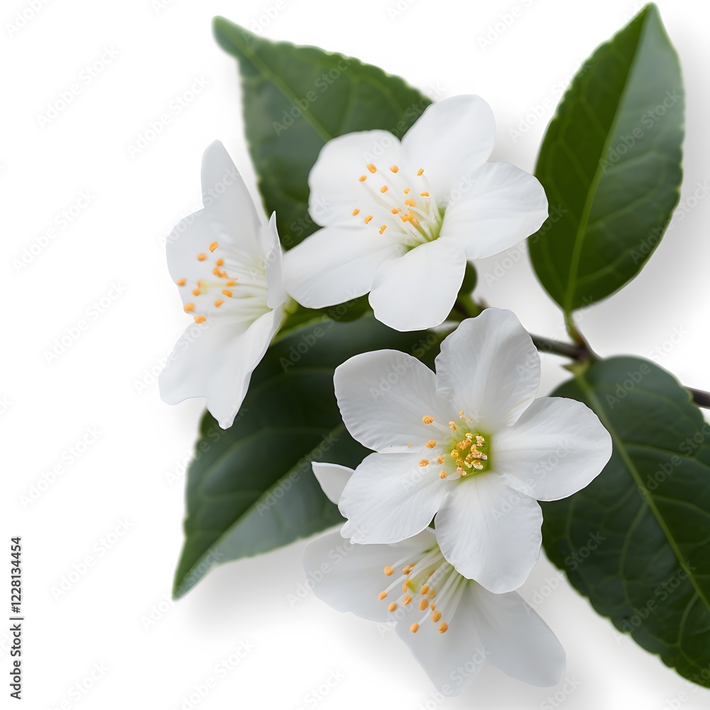 Fototapeta premium White jasmine blossoms, studio shot, isolated, floral design