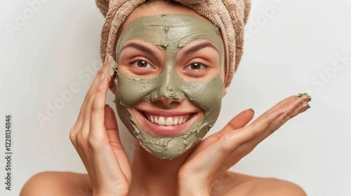Fototapeta samoprzylepna beautician applying face mask