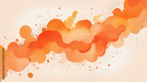 Vector watercolor art background. Old paper. Marble. Stone. Orange watercolor texture for cards, flyers, posters, banners. Plaster. Wall. Brush strokes and splashes. Painted template for design.