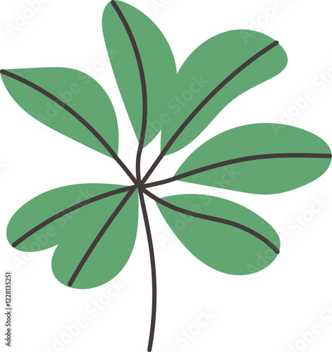 Exotic leaves and branches in minimalistic flat style isolated on white.