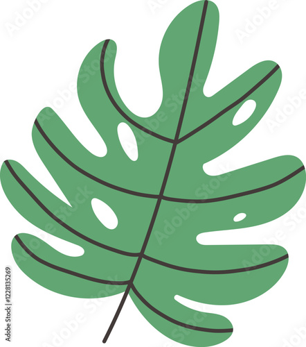 Exotic leaves and branches in minimalistic flat style isolated on white.