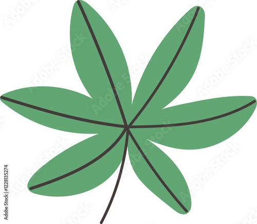 Exotic leaves and branches in minimalistic flat style isolated on white.