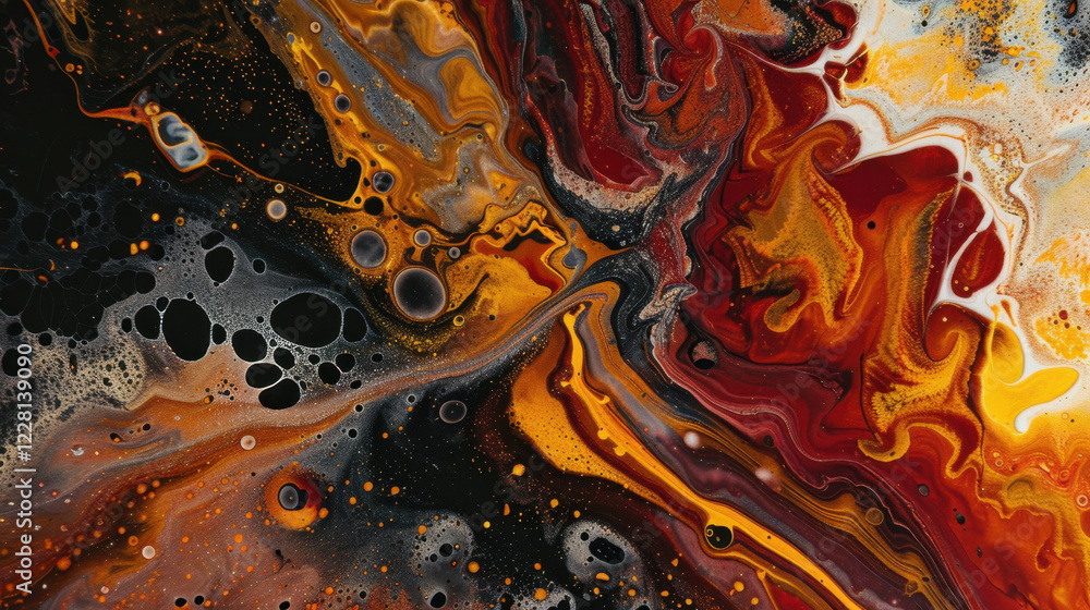Obraz premium Black brown red burnt orange amber yellow gold white abstract background Color gradient ombre blend blur flow fluid