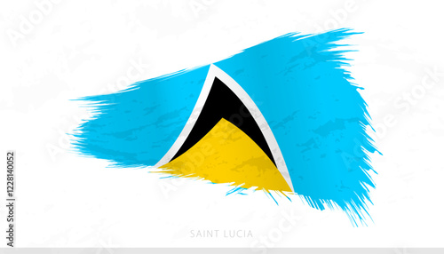 Saint Lucia National Flag with Textured Brush Strokes.