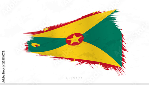 Grenada National Flag with Textured Brush Strokes.