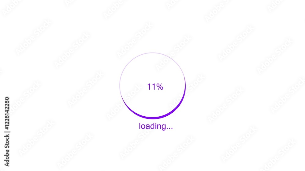 100 percent number circle loading icon modern design purple color 4k illustration. Abstract beautiful circle loading bar on white background 4k illustration.