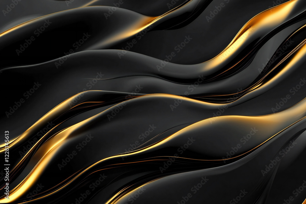 Elegant Flowing Golden Waves with Glowing Particles on a Dark Background, Abstract Futuristic Texture and Luxury Artistic Design Elegant Flowing Golden Waves with Glowing Particles on a Dark Background, Abstract Futuristic Texture and Luxury Artistic Design