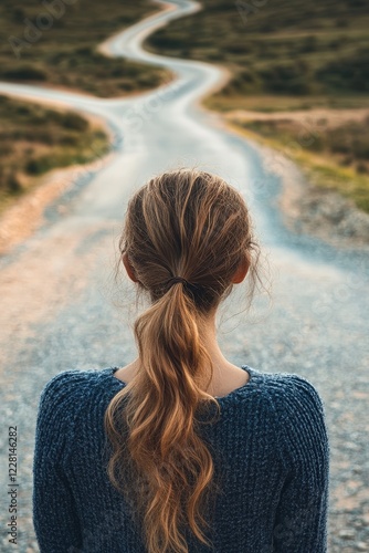 woman at a crossroads. Selective focus