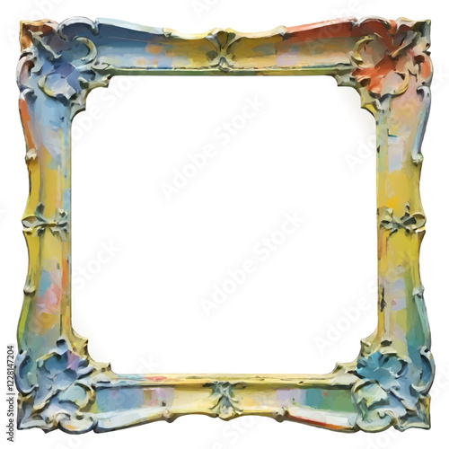 antique multicolor ornate picture frame vector