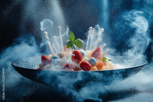 Fruit salad in dish. generative AI