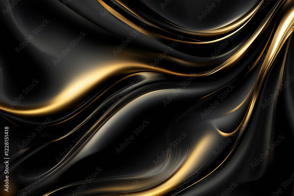 Elegant Flowing Golden Waves with Glowing Particles on a Dark Background, Abstract Futuristic Texture and Luxury Artistic Design Elegant Flowing Golden Waves with Glowing Particles on a Dark Background, Abstract Futuristic Texture and Luxury Artistic Design