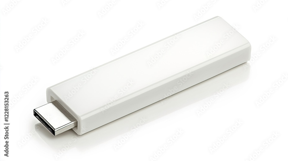 White USB Flash Drive on Minimalist Background for Data Storage Needs White USB Flash Drive on Minimalist Background for Data Storage Needs