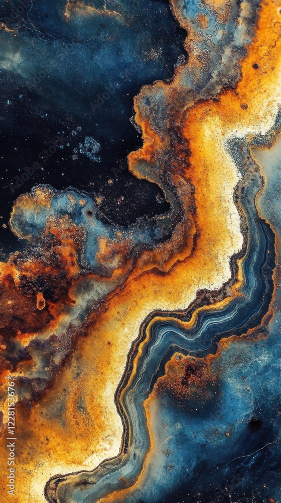 Naklejka premium Natural abstract design featuring rich colors and textures resembling distant galaxies and cosmic landscapes