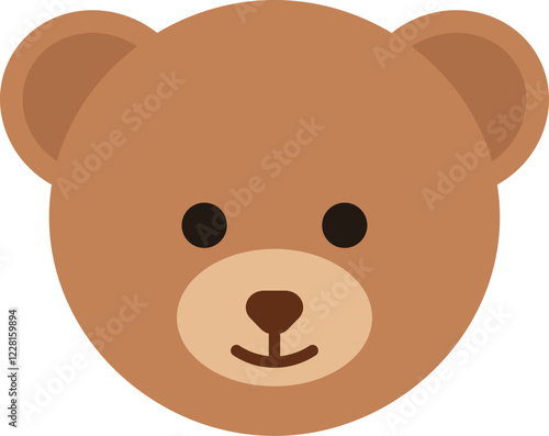 Brown teddy bear head icon. Vector illustration. Bear face.