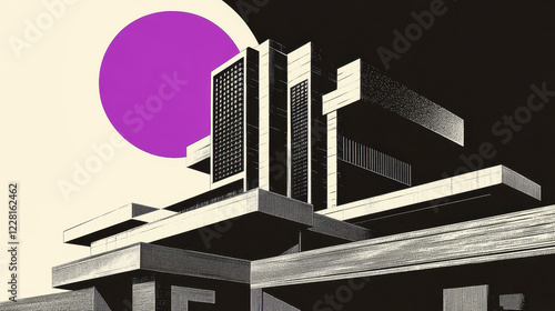 Exploration of minimalist functionalism in neo-brutalism architecture with bold geometric shapes