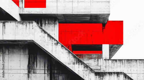 Exploring the contrast of old Soviet functionalist architecture with modern graphic elements photo