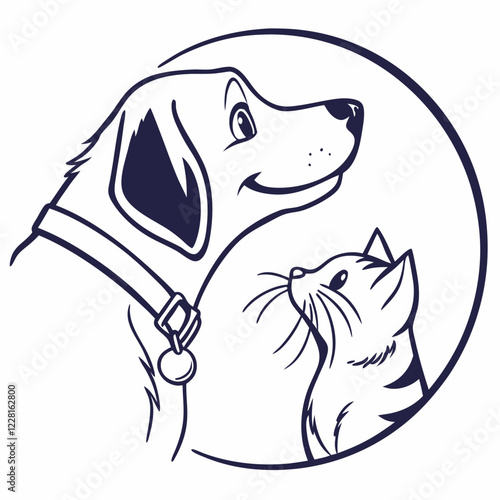 The perfect balance between a cat and a dog in a vector illustration of a logo adds recognition and attractiveness to any brand
